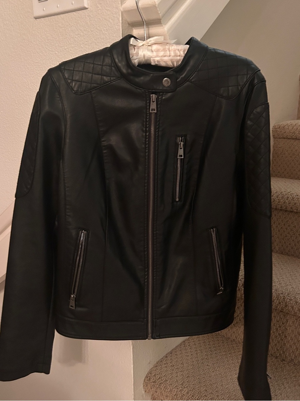 Levi's Black Quilted Shoulder Faux Leather Moto Jacket